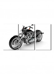 3-Piece Automobile Theme Canvas Painting With Frame White/Black 120X60centimeter
