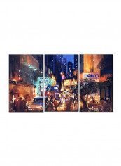 3-Piece City Theme Canvas Painting With Frame Multicolour 120X60centimeter