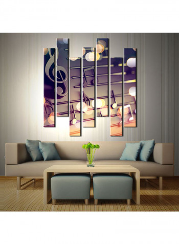 7-Piece Music Theme Canvas Painting With Frame Multicolour 75X70centimeter