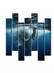 7-Piece Sea Theme Canvas Painting With Frame Blue 75X70centimeter