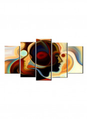 5-Piece Abstract Theme Canvas Painting With Frame Multicolour 100X55centimeter