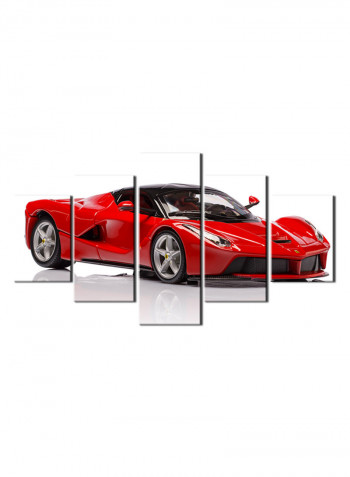 5-Piece Automobile Theme Canvas Painting With Frame Multicolour 100X55centimeter