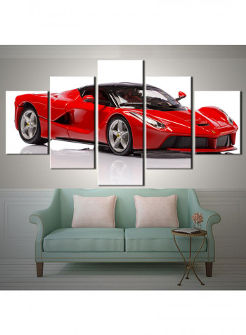 5-Piece Automobile Theme Canvas Painting With Frame Multicolour 100X55centimeter