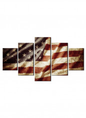 5-Piece Flag Theme Canvas Painting With Frame Multicolour 100X55centimeter