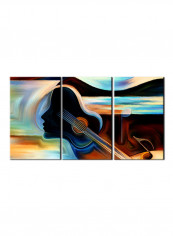 3-Piece Music Theme Canvas Painting With Frame Multicolour 120X60centimeter