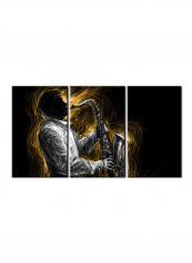 3-Piece Music Theme Canvas Painting With Frame Multicolour 120X60centimeter