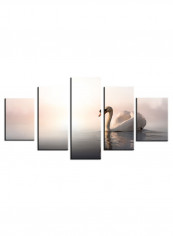 5-Piece Animal Theme Canvas Painting With Frame Multicolour 100X55centimeter
