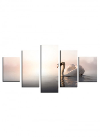 5-Piece Animal Theme Canvas Painting With Frame Multicolour 100X55centimeter