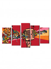 5-Piece Music Theme Canvas Painting With Frame Multicolour 100X55centimeter