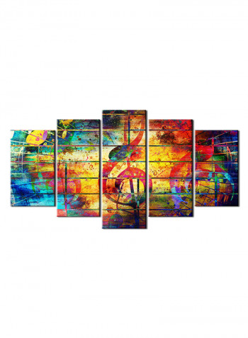 5-Piece Music Theme Canvas Painting With Frame Multicolour 100X55centimeter
