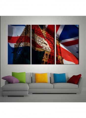 3-Piece Flag Theme Canvas Painting With Frame Multicolour 120X60centimeter