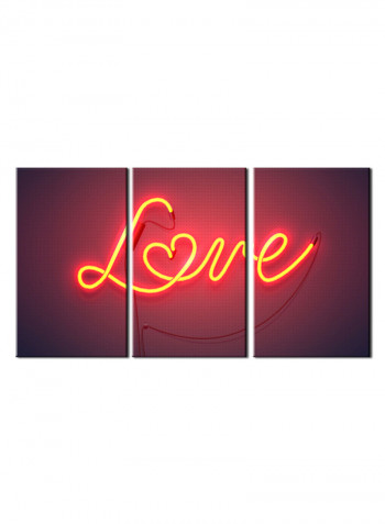 3-Piece Love Theme Canvas Painting With Frame Multicolour 120X60centimeter