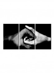 3-Piece Love Theme Canvas Painting With Frame White/Black 120X60centimeter