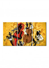 3-Piece Music Theme Canvas Painting With Frame Multicolour 120X60centimeter