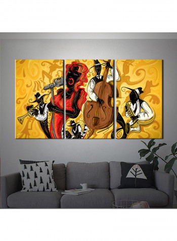 3-Piece Music Theme Canvas Painting With Frame Multicolour 120X60centimeter