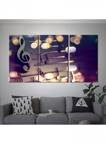 3-Piece Music Theme Canvas Painting With Frame Multicolour 120X60centimeter