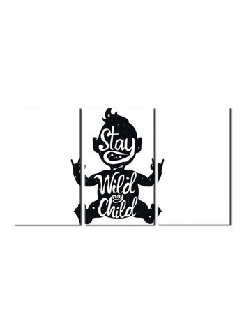 3-Piece Quote Theme Canvas Painting With Frame White/Black 120X60centimeter