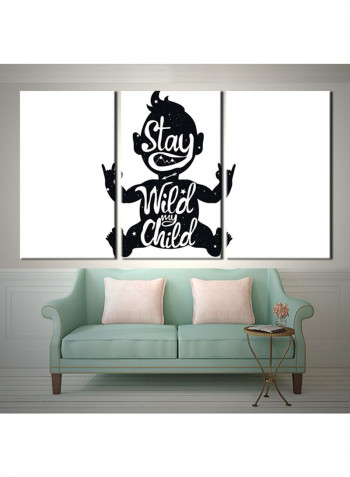 3-Piece Quote Theme Canvas Painting With Frame White/Black 120X60centimeter