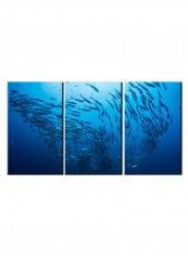 3-Piece Sea Theme Canvas Painting With Frame Blue 120X60centimeter