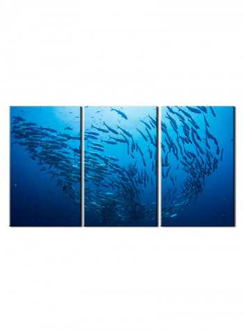 3-Piece Sea Theme Canvas Painting With Frame Blue 120X60centimeter