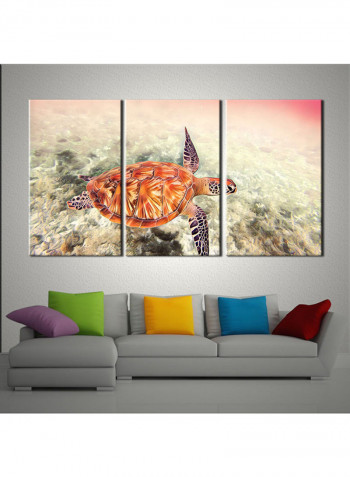 3-Piece Sea Theme Canvas Painting With Frame Multicolour 120X60centimeter