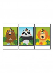3-Piece Character Theme Canvas Painting With Frame Multicolour 120X60centimeter