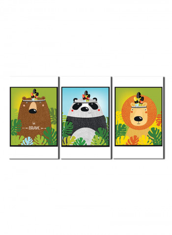 3-Piece Character Theme Canvas Painting With Frame Multicolour 120X60centimeter