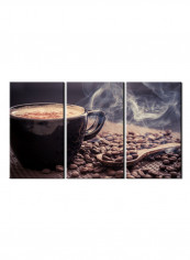 3-Piece Coffee Theme Canvas Painting With Frame Multicolour 120X60centimeter