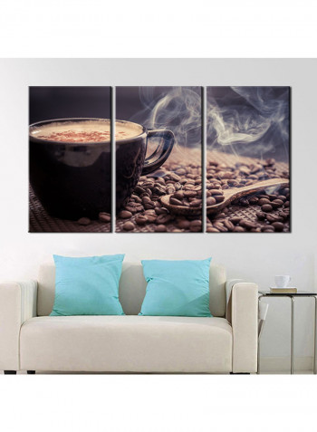 3-Piece Coffee Theme Canvas Painting With Frame Multicolour 120X60centimeter