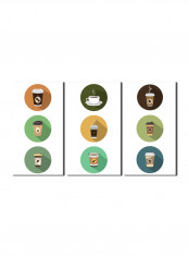 3-Piece Coffee Theme Canvas Painting With Frame Multicolour 120X60centimeter