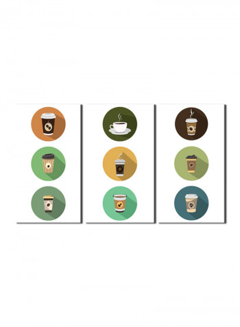 3-Piece Coffee Theme Canvas Painting With Frame Multicolour 120X60centimeter