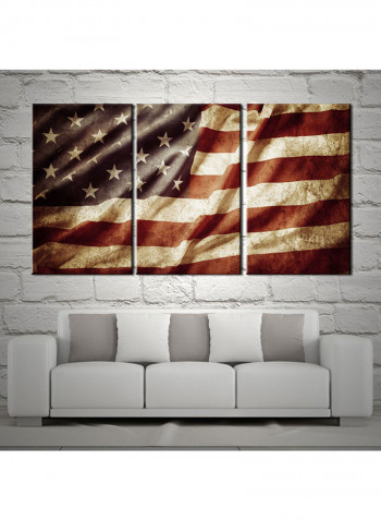 3-Piece Flag Theme Canvas Painting With Frame Multicolour 120X60centimeter