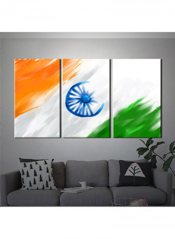 3-Piece Flag Theme Canvas Painting With Frame Multicolour 120X60centimeter