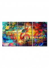 3-Piece Music Theme Canvas Painting With Frame Multicolour 120X60centimeter