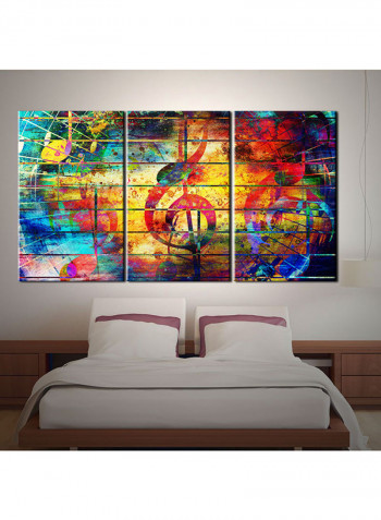 3-Piece Music Theme Canvas Painting With Frame Multicolour 120X60centimeter