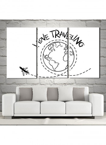 3-Piece Quote Theme Canvas Painting With Frame White/Black 120X60centimeter