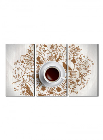 3-Piece Coffee Theme Canvas Painting With Frame Multicolour 120X60centimeter