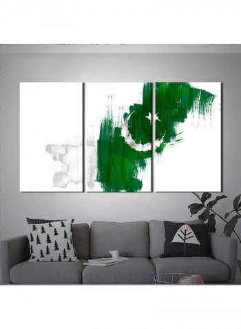 3-Piece Flag Theme Canvas Painting With Frame Multicolour 120X60centimeter