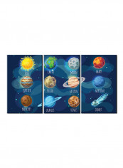 3-Piece Space Theme Canvas Painting With Frame Multicolour 120X60centimeter