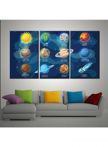 3-Piece Space Theme Canvas Painting With Frame Multicolour 120X60centimeter