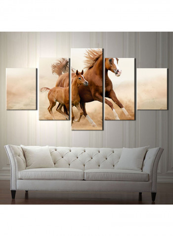 5-Piece Animal Theme Canvas Painting With Frame Multicolour 100X55centimeter