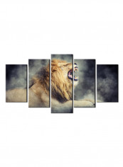 5-Piece Animal Theme Canvas Painting With Frame Multicolour 100X55centimeter
