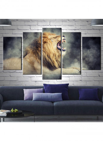 5-Piece Animal Theme Canvas Painting With Frame Multicolour 100X55centimeter