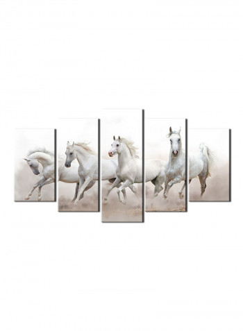 5-Piece Animal Theme Canvas Painting With Frame Multicolour 100X55centimeter