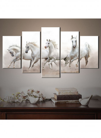 5-Piece Animal Theme Canvas Painting With Frame Multicolour 100X55centimeter