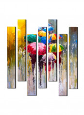 7-Piece Abstract Theme Canvas Painting With Frame Multicolour 75X70centimeter