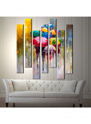 7-Piece Abstract Theme Canvas Painting With Frame Multicolour 75X70centimeter