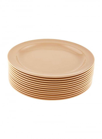 12-Piece Round Melamine Plate Tan 10.25inch