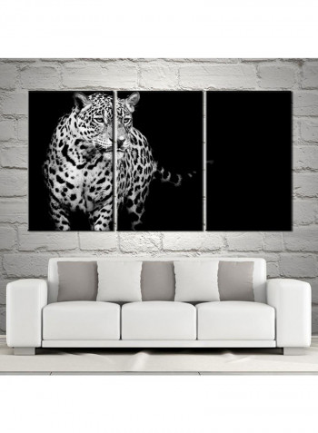 3-Piece Animal Theme Canvas Painting With Frame Black/White 120X60centimeter