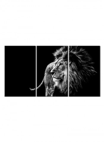 3-Piece Animal Theme Canvas Painting With Frame Black/White 120X60centimeter